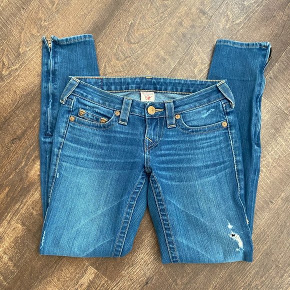 True Religion Gwen Zipper Ankle Skinny Jeans - 26 - Picture 4 of 9